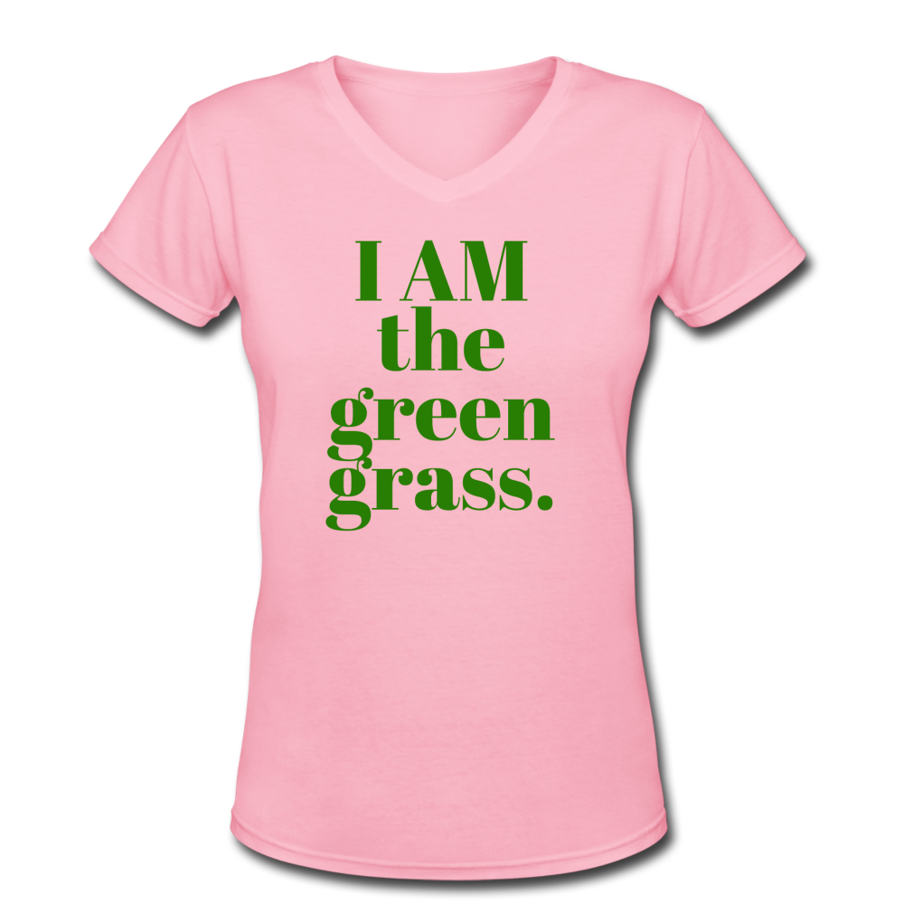 The Grass Ain't Greener V-Neck Tee - pink