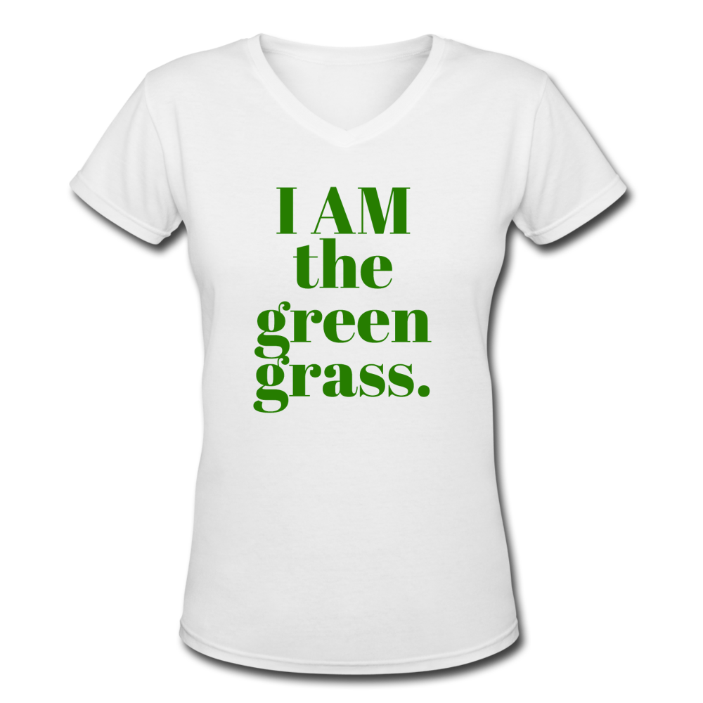 The Grass Ain't Greener V-Neck Tee - white