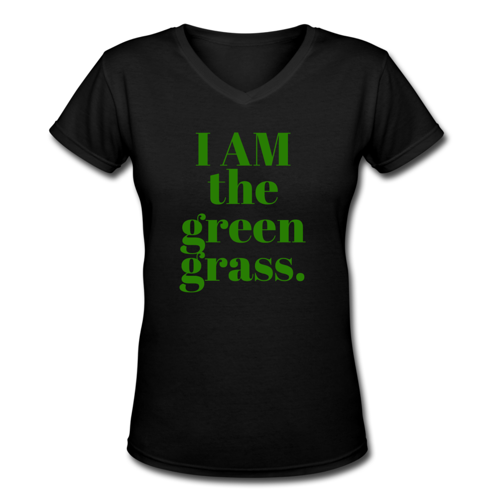 The Grass Ain't Greener V-Neck Tee - black